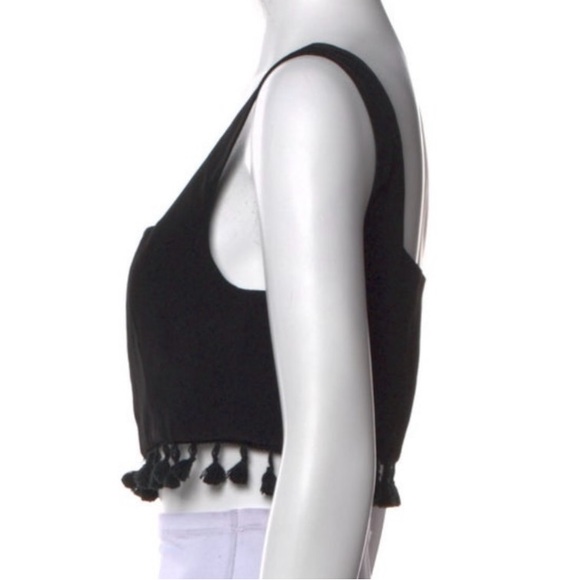 STAUD Black Sleeveless Crop Top with Tassels - Picture 2 of 3